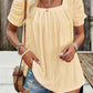 Eyelet Square Neck Puff Sleeve T-Shirt