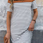Striped Round Neck Short Sleeve Mini Dress