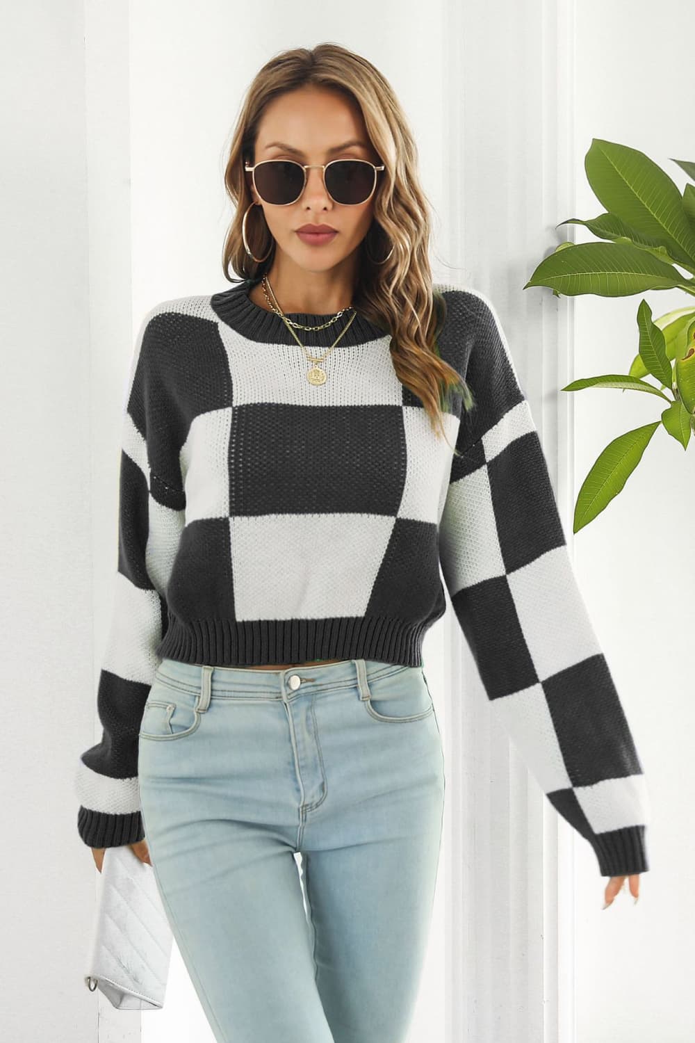 Hannah Lea Color Block Round Neck Dropped Shoulder Sweater 🦋