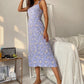 Printed Tie Shoulder Midi Night Dress