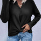Twist Front Long Sleeve Waffle Knit Top