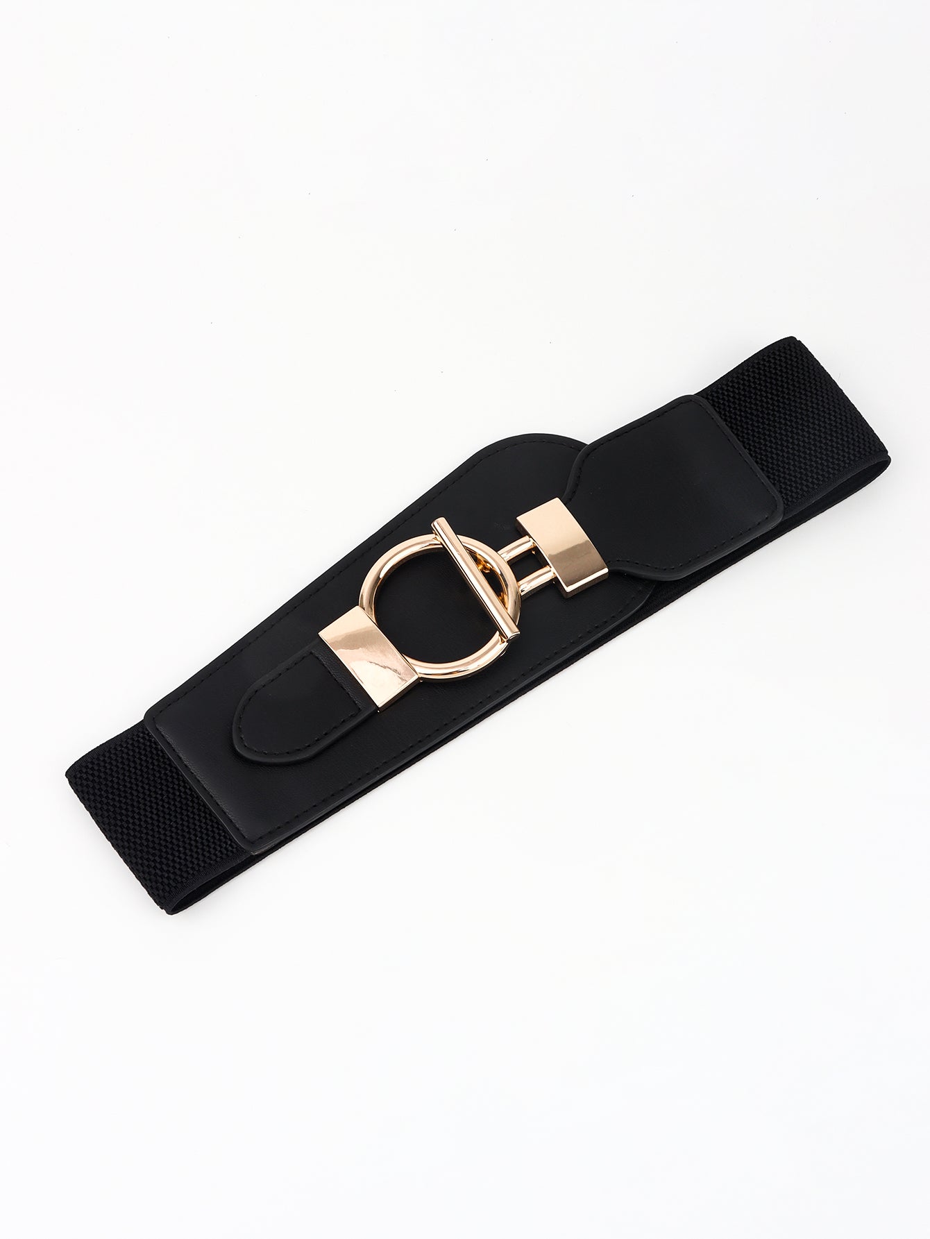 Women's PU Elastic Wide Belt with Alloy Buckle