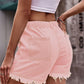 Full Size Drawstring Raw Hem Denim Shorts