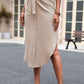 Tie Belt Frill Trim Buttoned Skirt