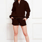 Comfy n' Cozy Half Zip Long Sleeve Sweatshirt and Drawstring Shorts Set