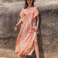 Printed Tie Neck Short Sleeve Dress