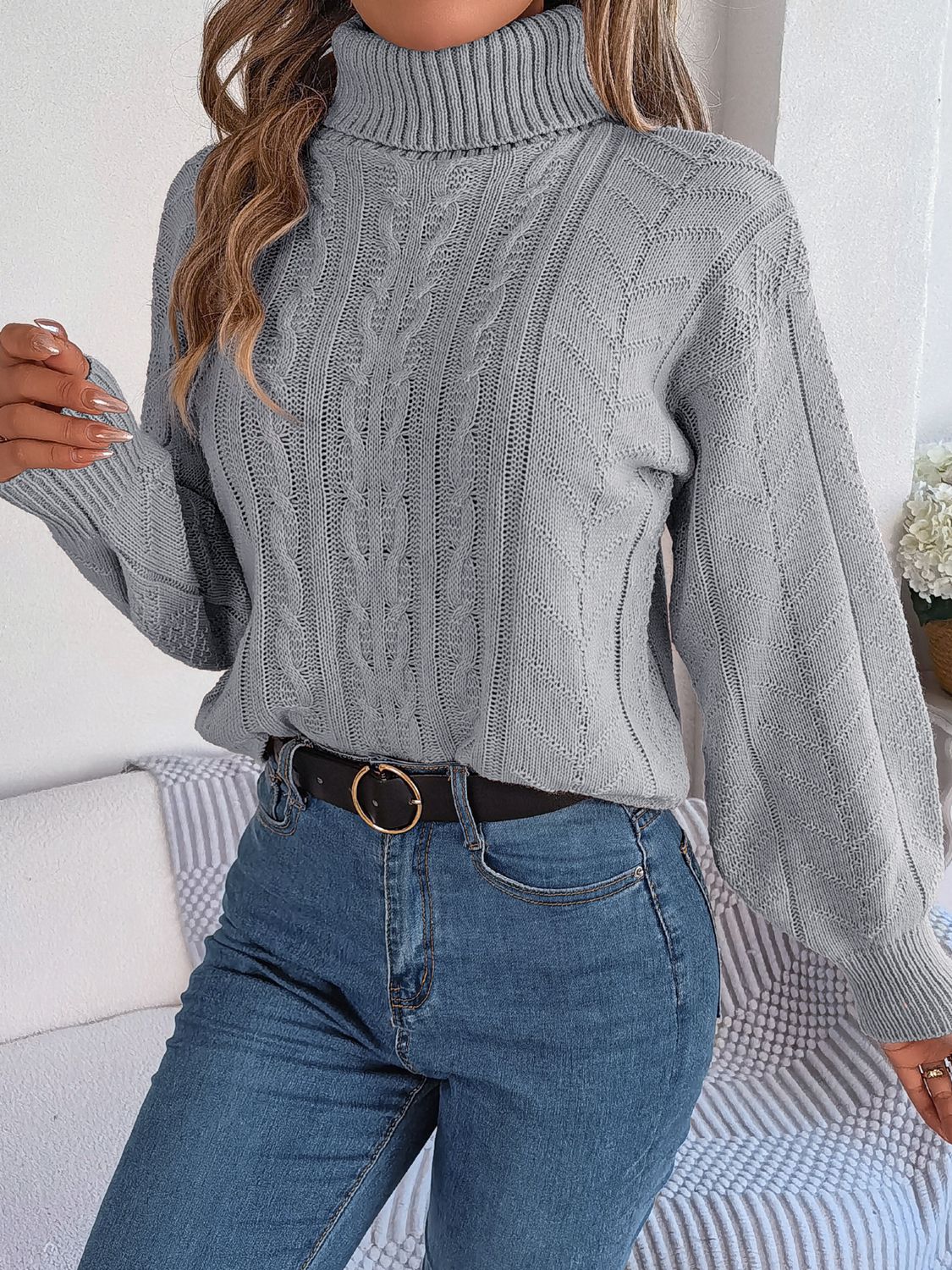 Hannah Lea Cable-Knit Turtleneck Sweater 🦋