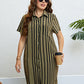Women's Plus Size Agnetha Striped Short Sleeve Shirt Dress