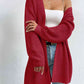 Open Front Dropped Shoulder Slit Cardigan
