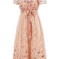 Sequin Leaf Embroidery Tie Front Short Sleeve Dress
