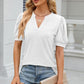 Eyelet Notched Puff Sleeve T-Shirt