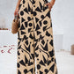Smocked Printed Wide Leg Pants with Pockets