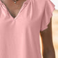 Ruffled Notched Cap Sleeve Tank