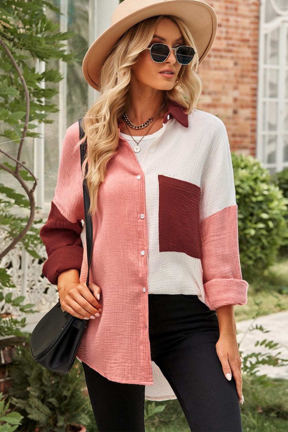 Full Size Textured Drop Shoulder Longline Shirt