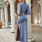 Cutout Slit Round Neck Half Sleeve Dress