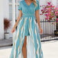 Smocked High-Low Printed Surplice Dress