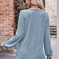 Long Flounce Sleeve Round Neck Blouse
