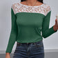 Lace Trim Long Sleeve Round Neck Tee