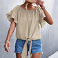 Women's Flutter Sleeve Tie-Front Blouse