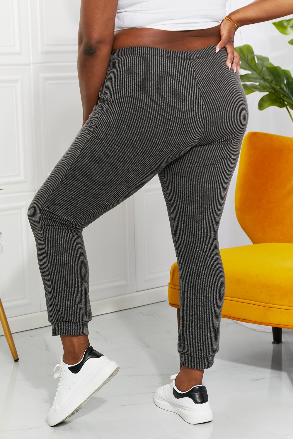 Blumin Apparel Full Size Easy Living Ribbed Joggers *