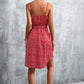 SOChic Printed V-Neck Tie Waist Mini Dress