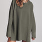 LoversLane Openwork Round Neck Long Sleeve Slit Sweater