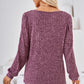 Ribbed Square Neck Long Sleeve T-Shirt