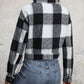 Plaid Button Up Drop Shoulder Cropped Jacket