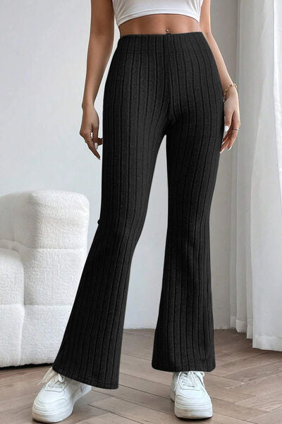 Basic Bae Full Size Ribbed High Waist Flare Pants *