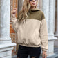 Pocketed Color Block Quarter Zip Hoodie
