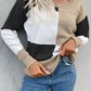 Women's Color Block Ribbed Trim Round Neck Knit Pullover