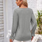 Smocked V-Neck Long Sleeve Blouse