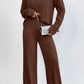 Mock Neck Dropped Shoulder Top and Pants Set