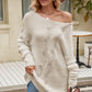 Beauteous Boat Neck Dropped Shoulder Knit Top