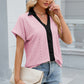 Eyelet Johnny Collar Short Sleeve T-Shirt