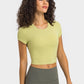 Women's Round Neck Short Sleeve Cropped Sports T-Shirt