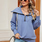 Half Zip Lantern Sleeve Sweatshirt