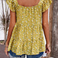Printed Square Neck Cap Sleeve Blouse