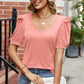 Round Neck Ruffle Trim Short Sleeve T-Shirt