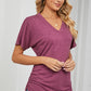 Ruched V-Neck Short Sleeve T-Shirt