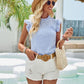 Abigail Eyelet Ruffle Trim Cap Sleeve Tank