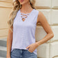 Eyelet Crisscross V-Neck Tank