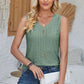 Eyelet Decorative Button V-Neck Tank