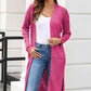 Full Size Open Front Slit Cardigan with Pockets