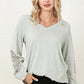 V-Neck Spliced Lace Top