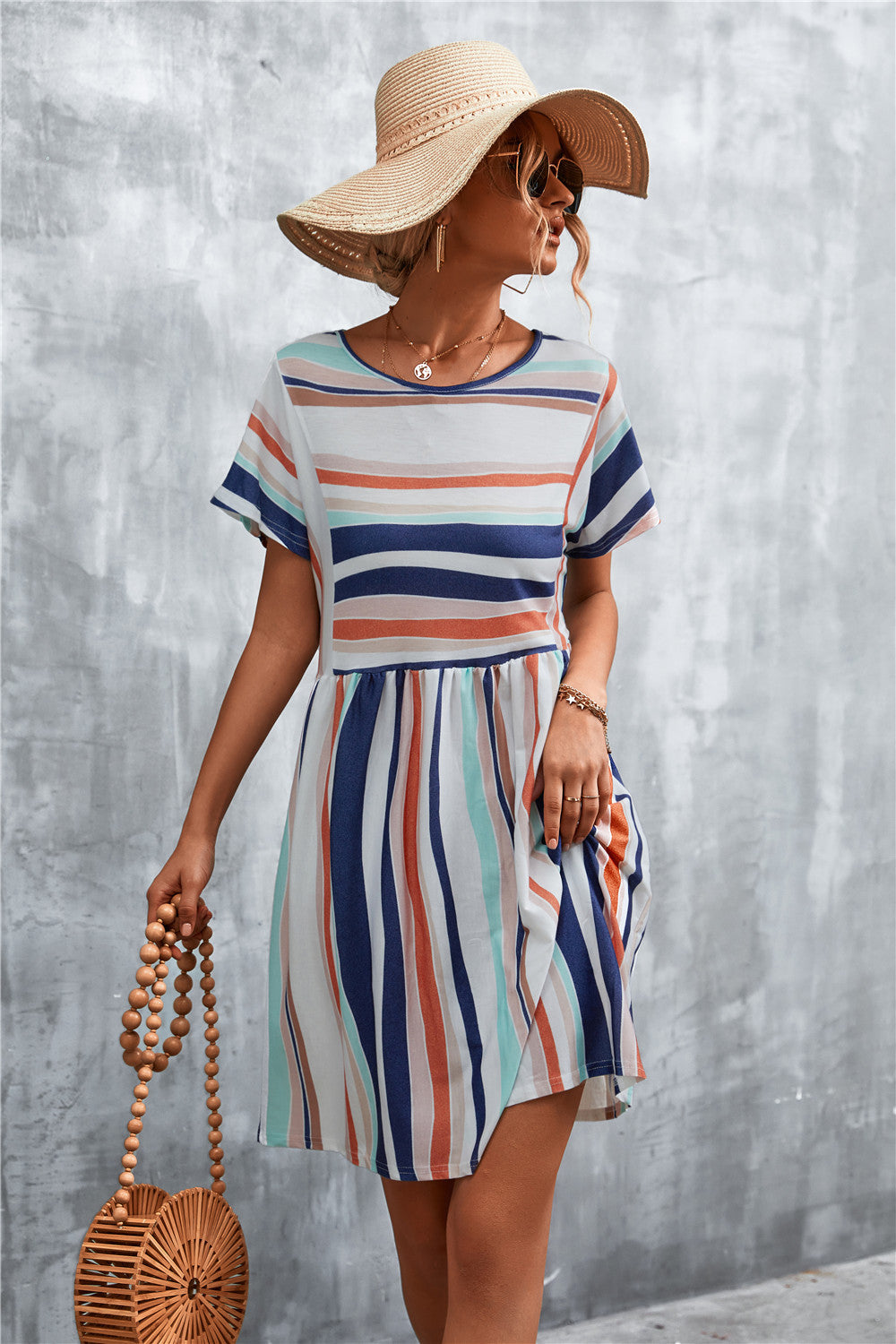 Women's Striped Round Neck Dress