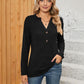 Full Size Notched Neck Long Sleeve T-Shirt