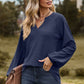 Full Size Notched Neck Raglan Sleeve Blouse