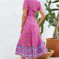Printed Surplice Short Sleeve Dress