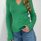 Johnny Collar Rib-Knit Top